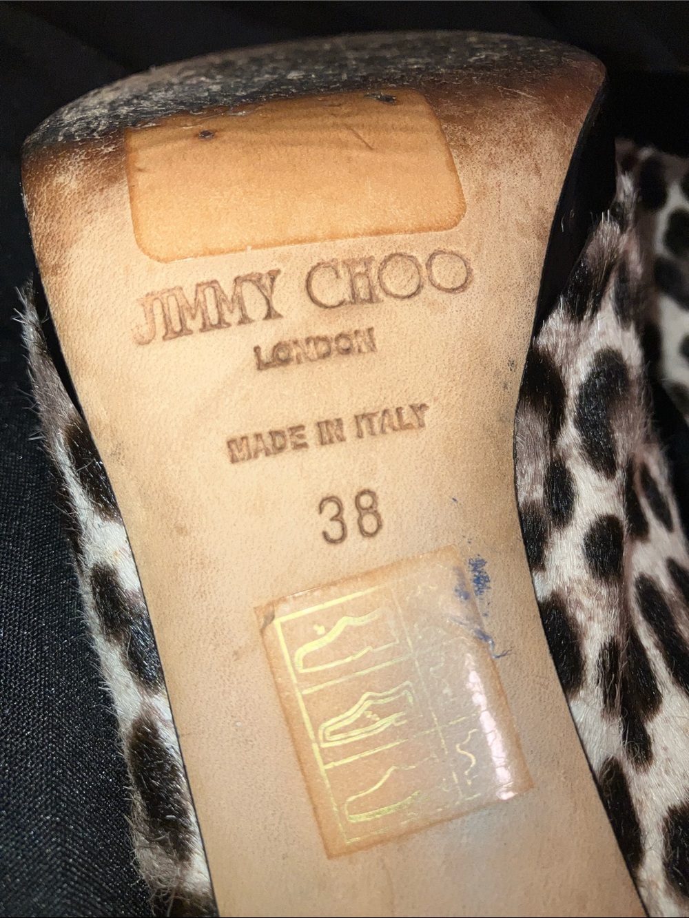Jimmy Choo Leopard Print Calf Hair Real Fur Nova Peep-Toe Slingback Heels - Picture 7 of 10